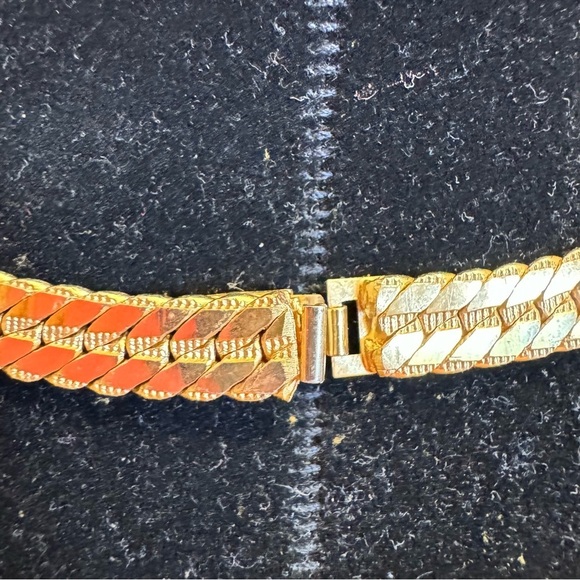 Vintage Necklace Gold Tone Herringbone Flat Chain Collar Costume Jewelry - Picture 8 of 15